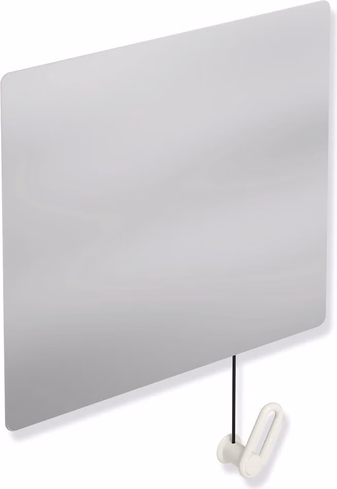 HEWI spiegel serie 801 met breekglasbescherming, zuiverwit, B: 60 cm, H: 54 cm, D: 0,6 cm