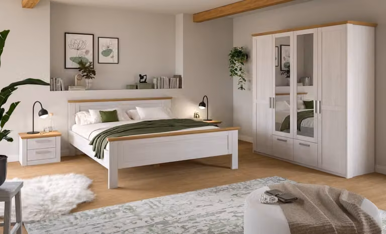 Complete slaapkamer-set met bed en kledingkast, Breedte: 180 cm, Diepte: 200 cm