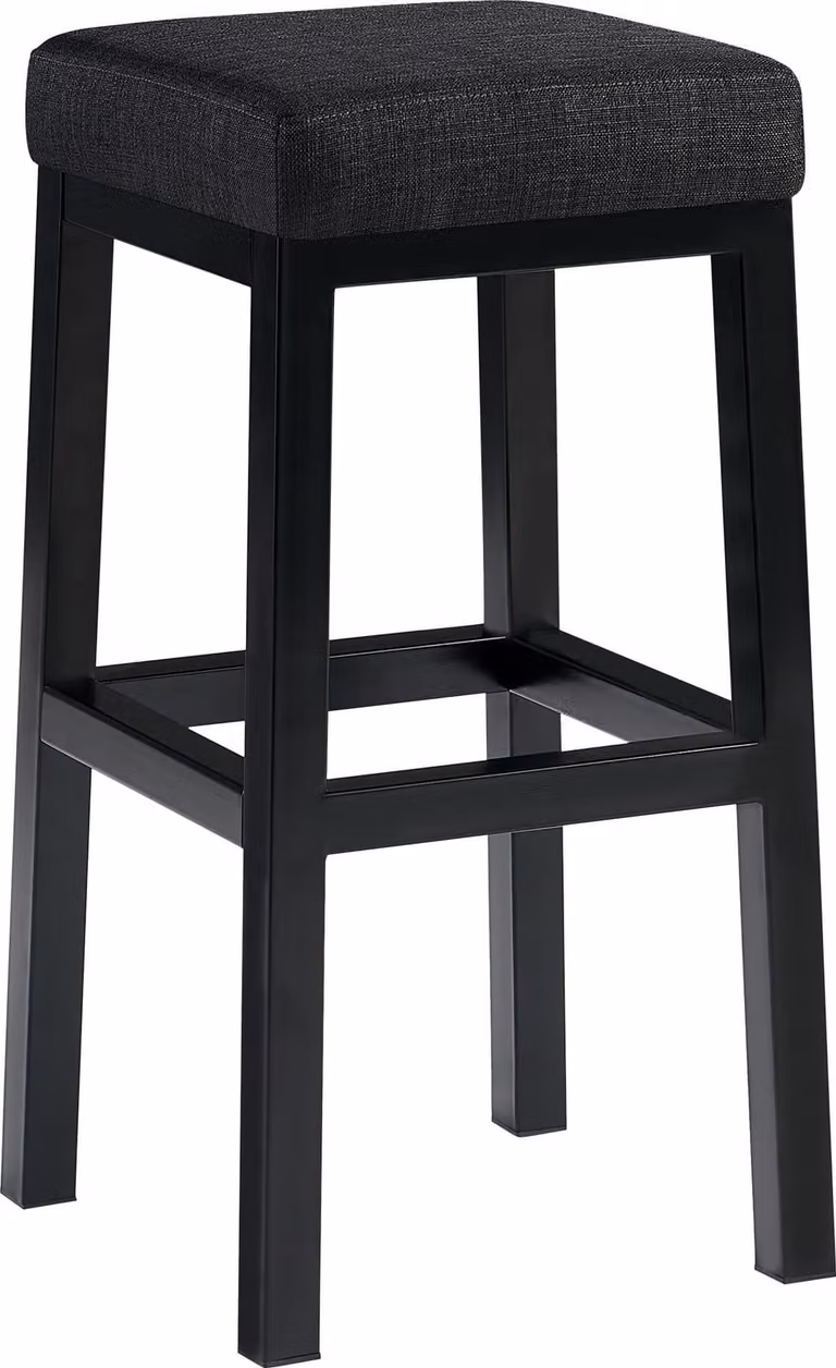 CLP Barkruk Taylor met donkergrijze stoffen bekleding en zwart metalen frame, zit hoogte: 78 cm