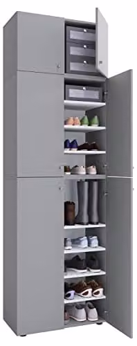 VCM Lona XXL schoenenkast met lade, grijs, B: 240 cm, H: 85 cm, D: 39 cm