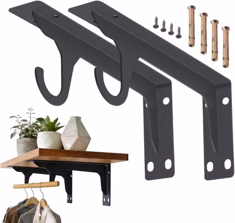 Zilveren Kast Roedestang Beugel Planksteun voor Kledingopslag - 39 x 13 x 8 cm