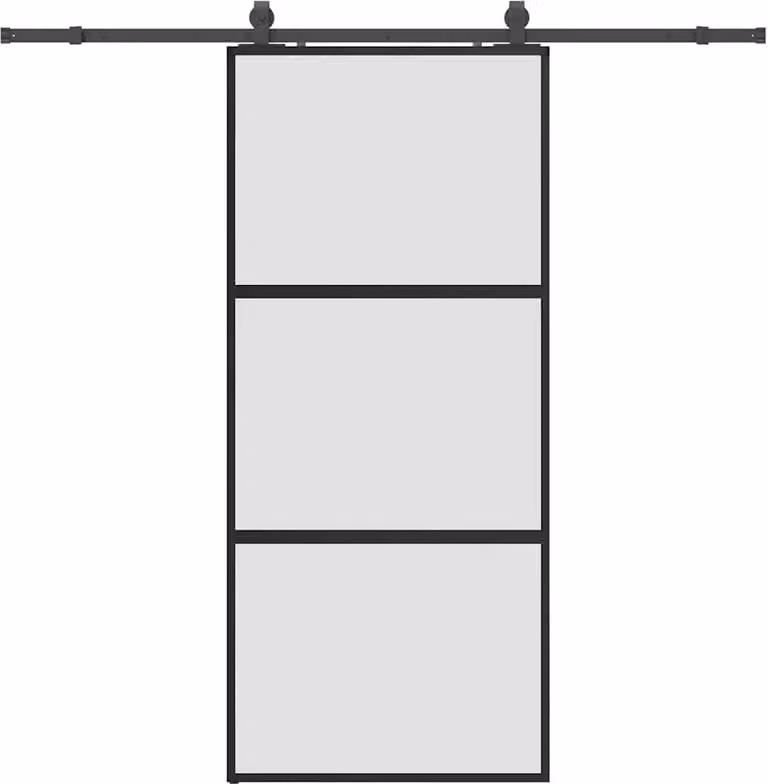 vidaXL Schuifdeur met beslag, zwart, 90 x 205 cm, veiligheidsglas
