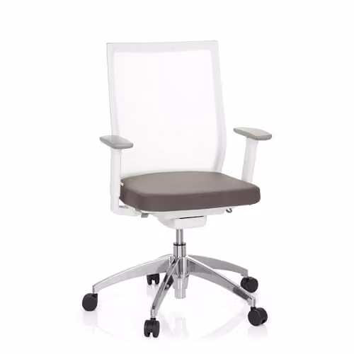 hjh OFFICE Aspen Professionele bureaustoel, wit/grijs, ergonomische draaistoel met netrug en verstelbare hoogte