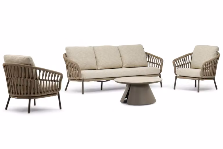 Coco 4-delige loungeset met aluminium frame en beige kussens