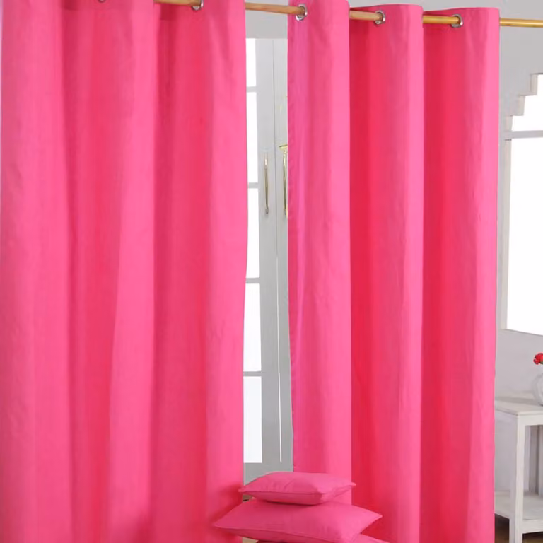Homescapes Gordijnen met oogjes, effen fuchsia, 100% katoen, 1 paar, B: 117 cm, H: 137 cm