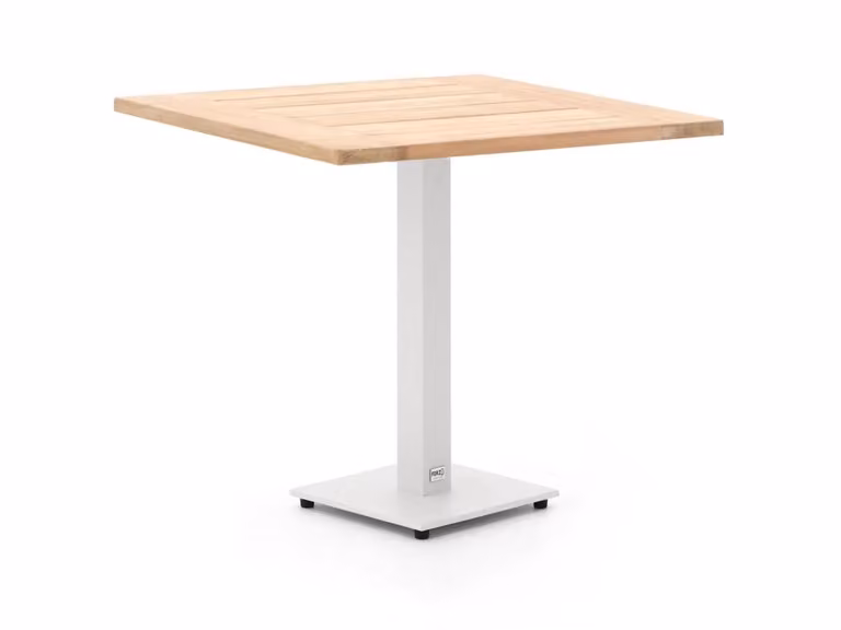 Forza Furniture Tuineettafel Forza Vierkant Teakhout Wit B/D/H: 80 x 80 x 75 cm