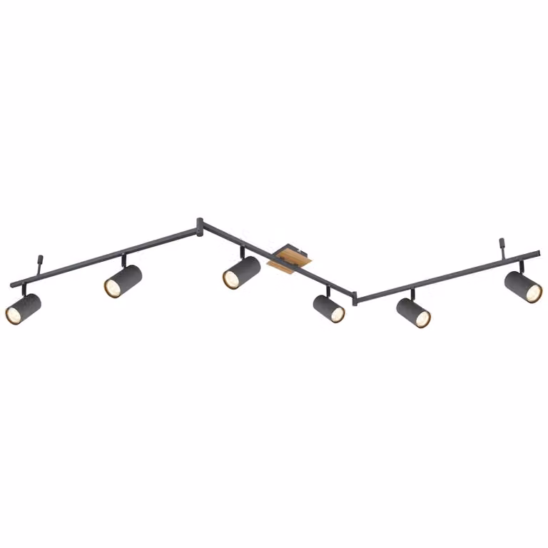 Globo Plafondlamp Robby 6-lichts modern grijs/bruin metaal GU10