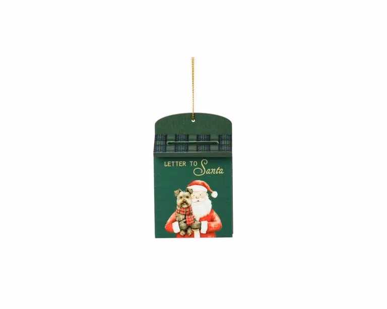 Groene kersthanger mailbox van triplex, B: 6 cm, D: 3 cm, H: 9,5 cm