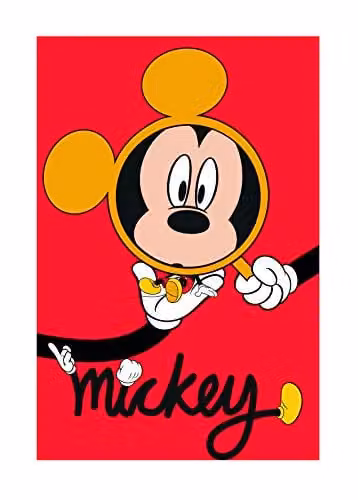 Komar Disney Wandafbeelding Mickey Mouse Magnifying Glass Kunstdruk Breedte: 50 cm, Hoogte: 70 cm