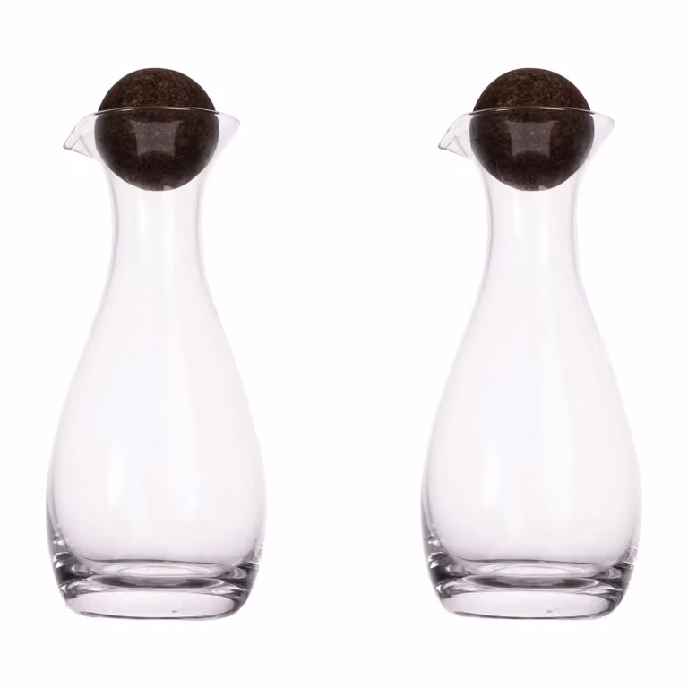 Sagaform Nature olie en azijnfles met kurkbal 2-pack, 35 cl, Transparant-donkerbruin