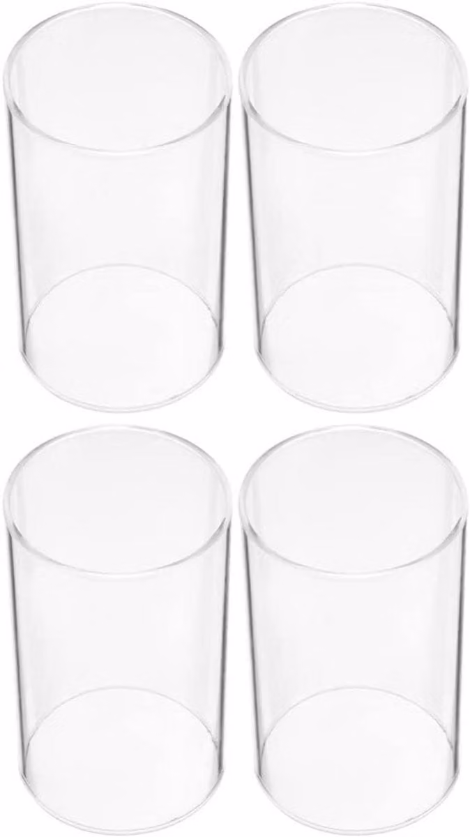 4x Glazen Windlicht Cilinders voor Kaarsen, Transparant, Hoogte: 15 cm, Doorsnede: 6 cm