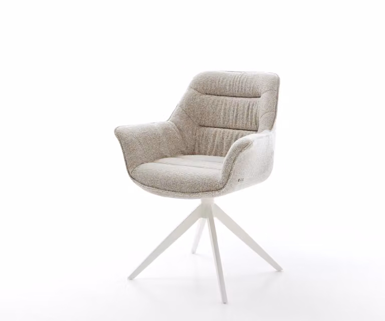 DELIFE Draaistoel Kaira-Flex, Beige/Wit, Geweven Stof, 360° Draaibaar