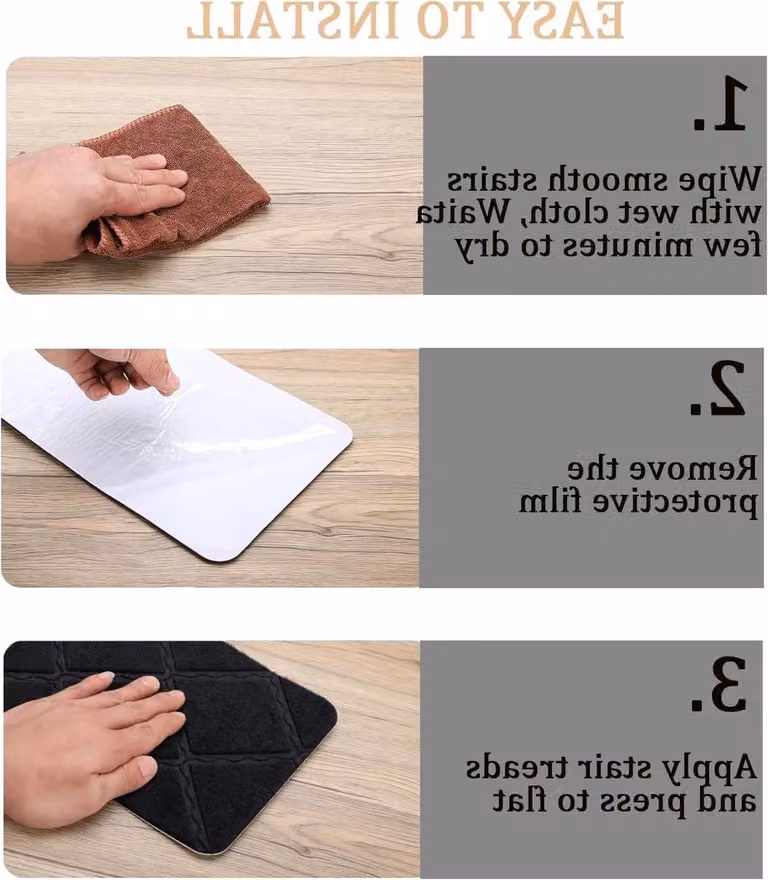 Slish Antislip Traploper Matten Machine Wasbaar - Effen Kleur - Breedte: 75 cm, Diepte: 24 cm