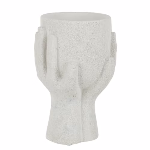 J-Line Handbloempot Handen - Wit - Cement - 2 stuks - Ø 11 cm
