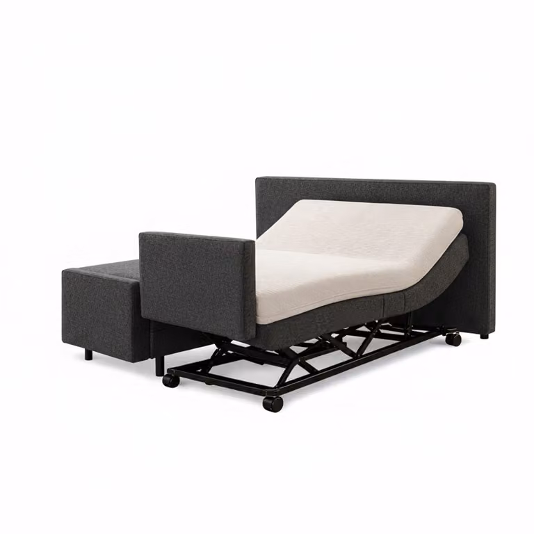 Boxspring ComfortLift Hoog-Laag Bed 2-persoons Elektrisch Verstelbaar met Voetbord – Antraciet – B/D: 140 x 210 cm