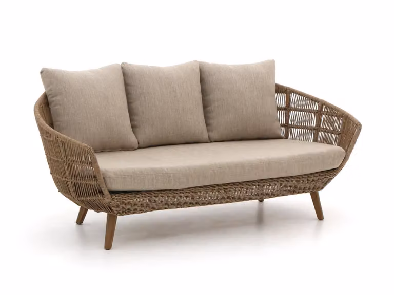 Intenso Furniture Loungebank voor de tuin, 3 personen, Bruin Polyrattan met kussens