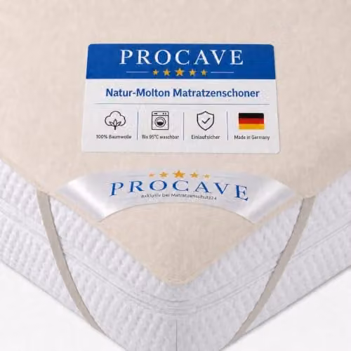 PROCAVE Matrasbeschermer van 100% katoen, ademende en antibacteriële molton topper, B/D: 160 x 190 cm