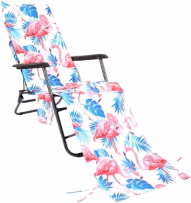Geel Strandstoelhoes voor Ligstoel met Handige Zakken - 215 x 75 cm
