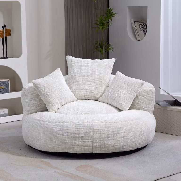 Sweiko Zitzakbank met 3 kussens, beige eenpersoons gamingstoel