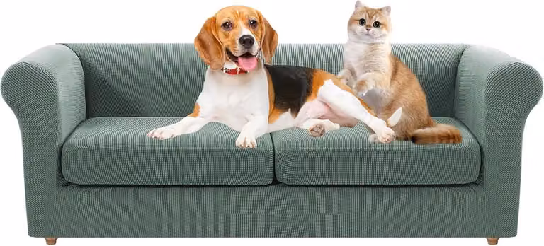 Elastische bankhoes bankbeschermer voor sofa in dikke zachte stof, Grijs Groen, Breedte: 183-224 cm