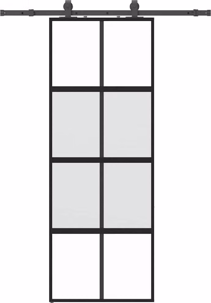 vidaXL Schuifdeur met beslag, zwart, 76 x 205 cm, veiligheidsglas