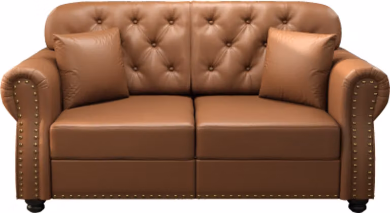 Burin Chesterfield tweezitsbank van kunstleer met veren kern en spijkerkop decoratie, 160 cm