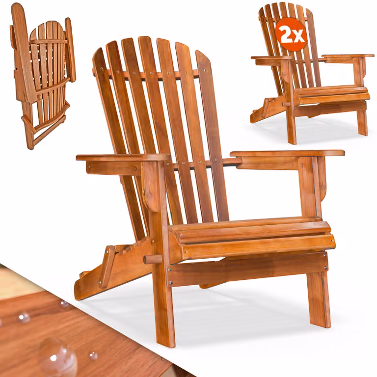 Casaria Set van 2 Waterbestendige Adirondack Zonnebedden