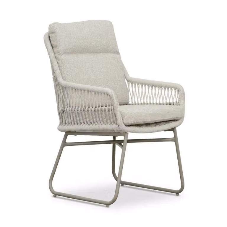 LUX outdoor living Malaga dining tuinstoel met touw en aluminium in beige