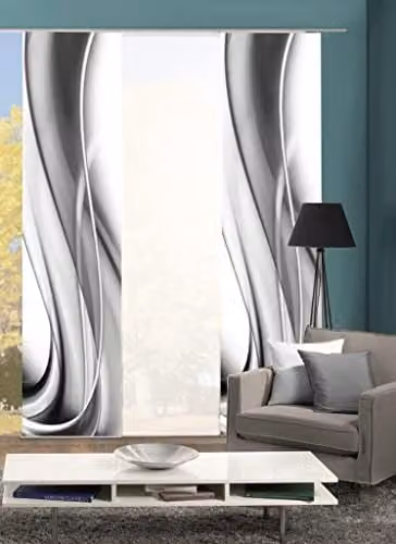 Home Fashion 88148 ONDA 3-delige set schuifgordijnen, grijs, B/D/H: 60 x 1 x 245 cm