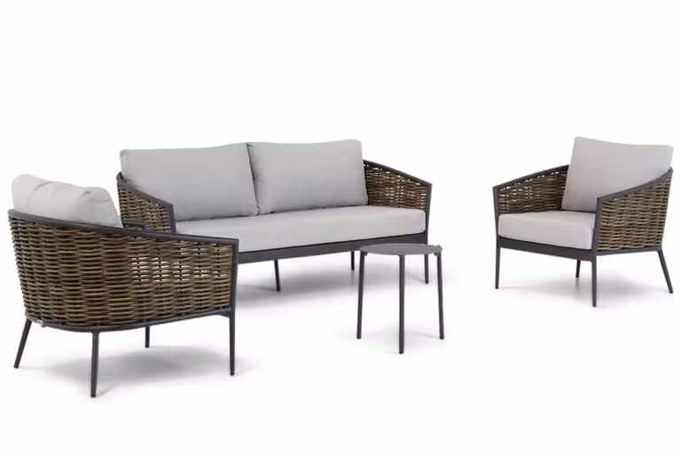Coco Lanai/Pacific 4-delige loungeset met aluminium frame en grijze kussens