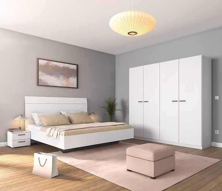 home24 Slaapkamerset met bed in wit, B/D/H: 160 x 226 cm