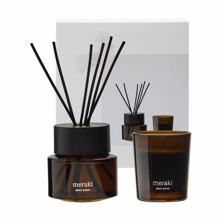 Meraki Geschenkset met Geurstokjes en Geurkaars Silent Amber