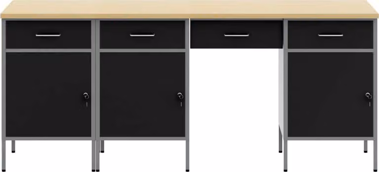 vidaXL Werkbank met opbergruimte, 4 stuks, zwart, hout en staal