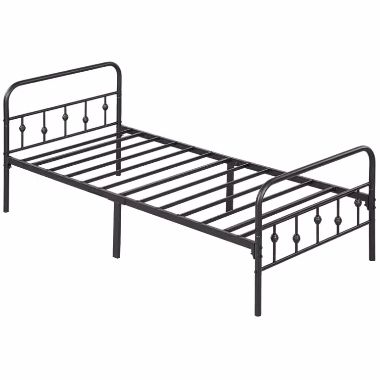 HOMCOM Metalen eenpersoonsbedframe zwart 90 x 200 cm