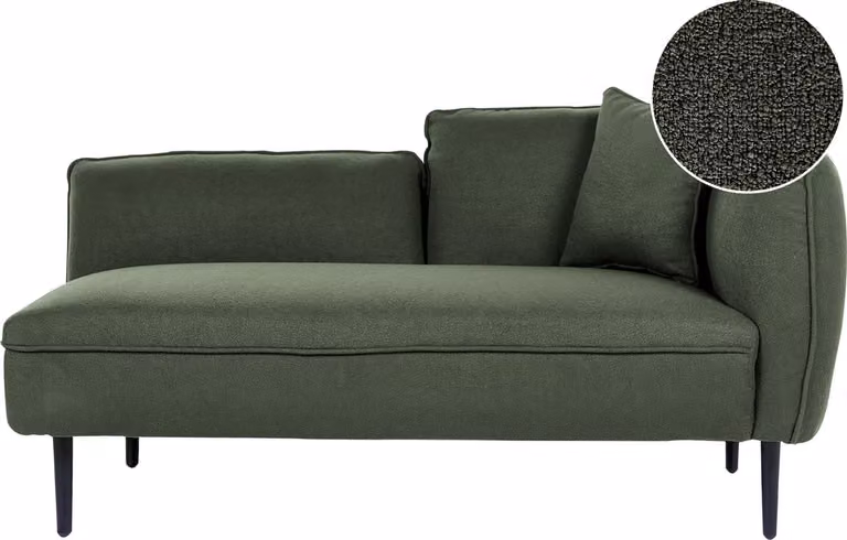 Beliani Chevannes Chaise longue - Donkergroen - Bouclé