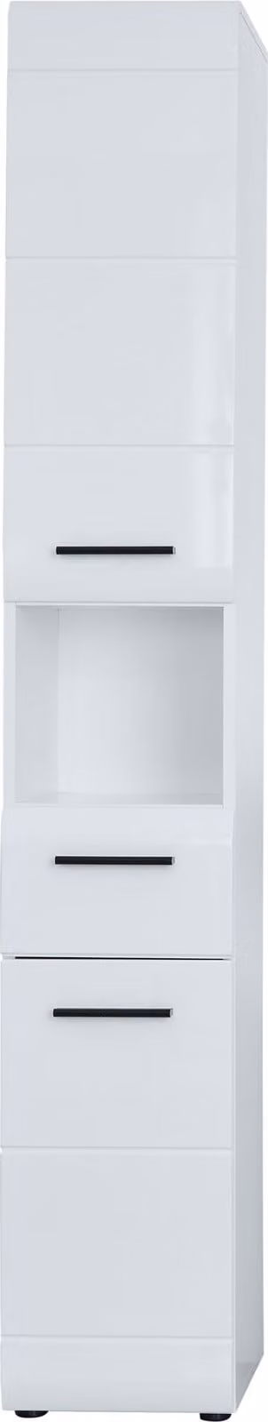 Trendteam Badkamerkast met lade, design Skin/Gloss/Line, wit decor/wit hoogglans, B: 31 cm, D: 30 cm, H: 182 cm