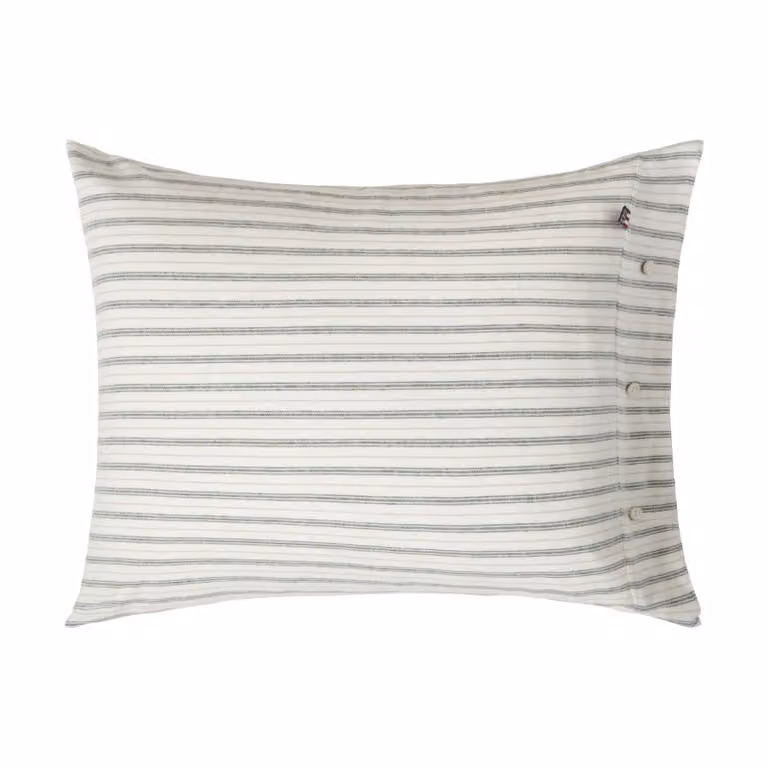 Lexington Stripe katoen flanellen kussensloop White-green-beige 50x60 cm