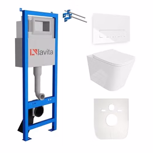 Lavita Maio complete toiletset met voorwandelement LAV 101, diepspoelbak en bedieningspaneel LAV 200.3.1, wit