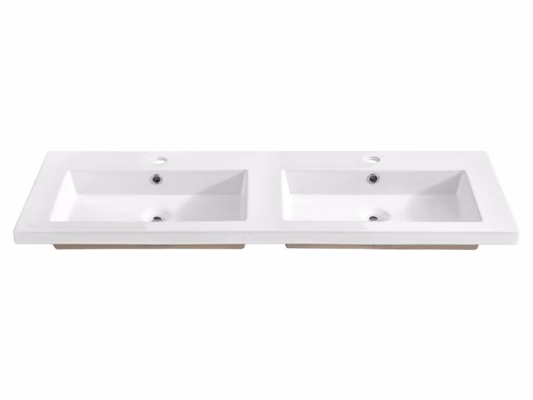 ArtCom Modern badkamerkastje Spirit 2 met dubbele keramieken wastafel, wit, B: 121 cm, D: 46 cm, H: 14 cm