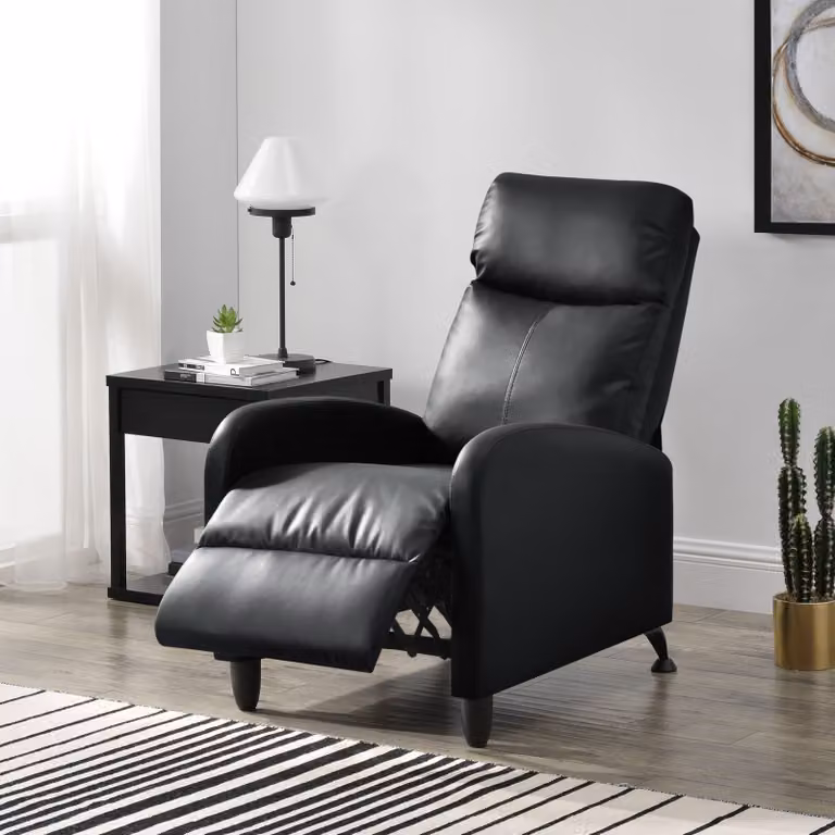 en.casa Comfortabele fauteuil Bregenz, zwart kunstleer, B/D/H: 102 x 60 x 92 cm