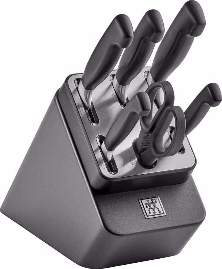 Zwilling 7-delig automatisch slijpend messenblok in grijs rubberhout en antraciet