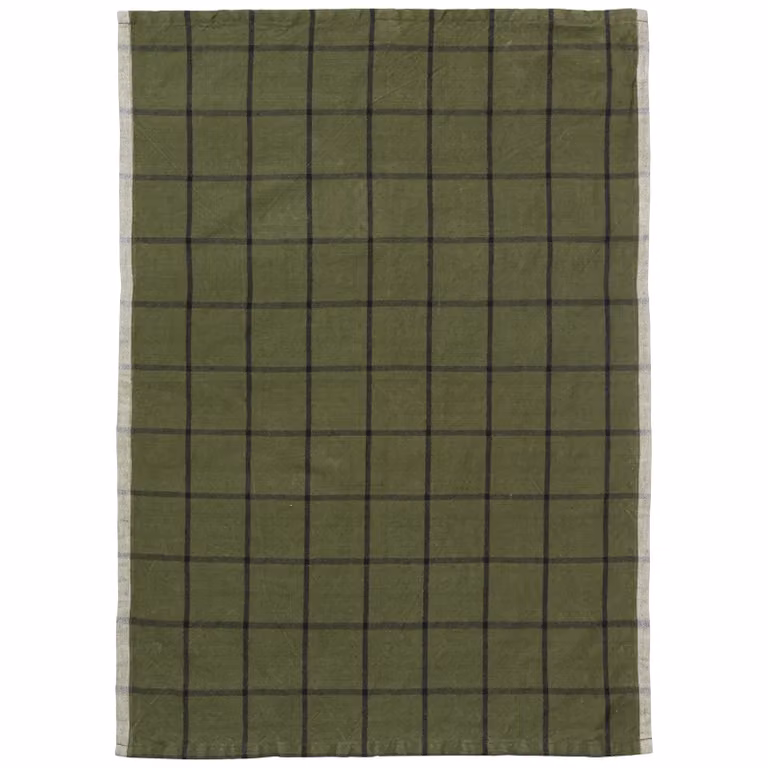 Ferm Living Hale keukendoek checked green-black B: 50 cm, H: 70 cm