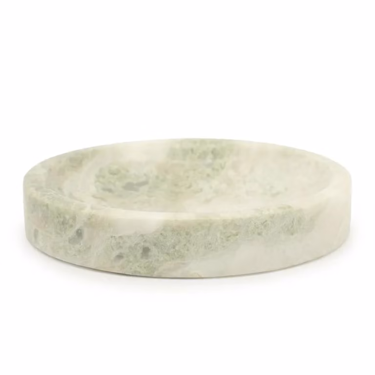 By-Boo Marmeren Schaal Groen Wit, Diameter: 30 cm, Hoogte: 5 cm