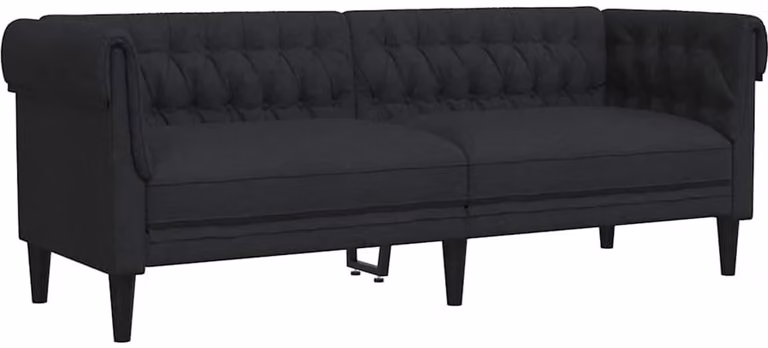vidaXL Driezitsbank Chesterfield-stijl zwart stof Breedte: 201,5 cm