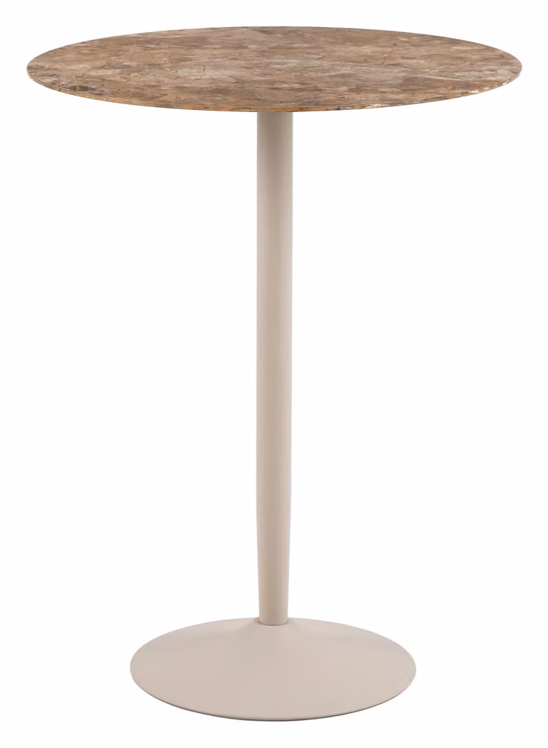 Bendt Ronde Bartafel Tempest Keramiek met marmerlook, B/D/H: 80 x 80 x 105 cm - Bruin/Grijs