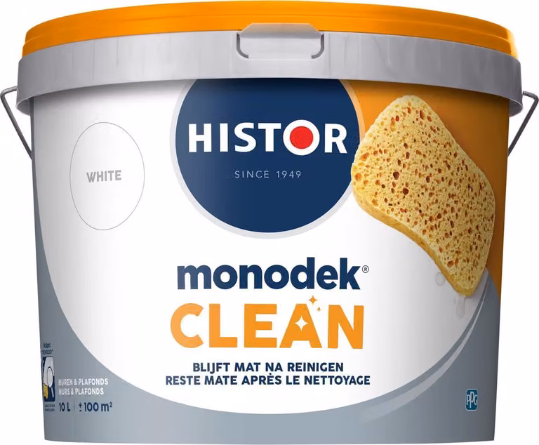 Histor Monodek Clean Muurverf Binnen Wit Mat 10L