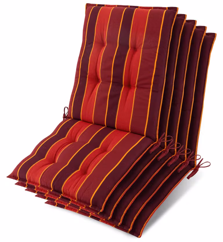 Beautissu set van 5 zonnedekpads Niederlehner rood gestreept B/D/H: 105 x 50 x 8 cm