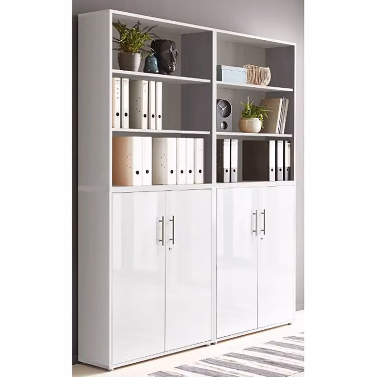 home24 Kastenset 4-delig type A, grijs/lichtgrijs/hoogglans wit, B/D/H: 114 x 33 x 85 cm