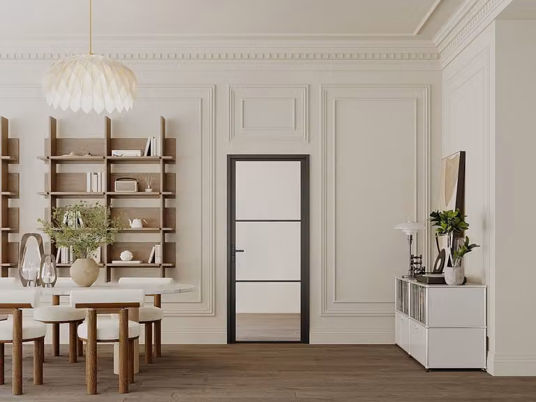 MASERU Omkeerbare deur van aluminium en gehard glas - Zwart - H: 204 cm, B: 83 cm