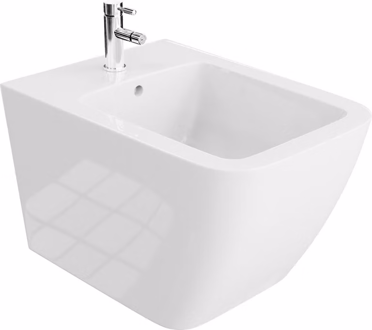 LAVITA Universele wandbidet Onil met kraangat en overloopbeveiliging van keramiek, B/D/H: 51 x 35,5 x 32,5 cm